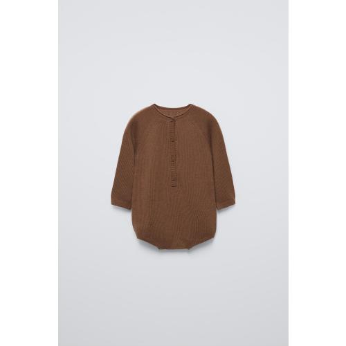100% MERINO WOOL BODYSUIT - Brown | ZARA United States