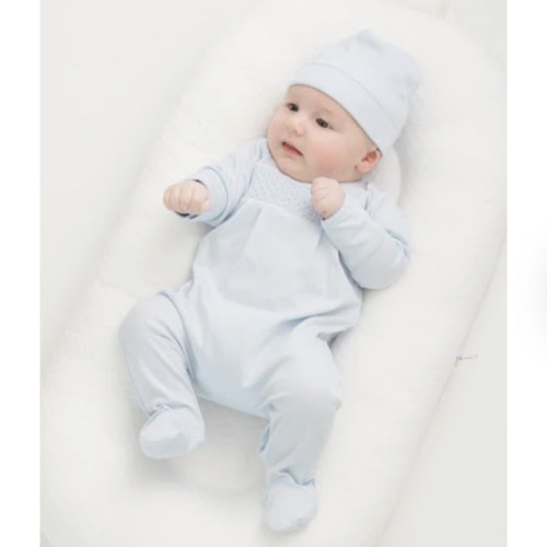 Essentials Solid Blue Smocked Footie – Magnolia Baby