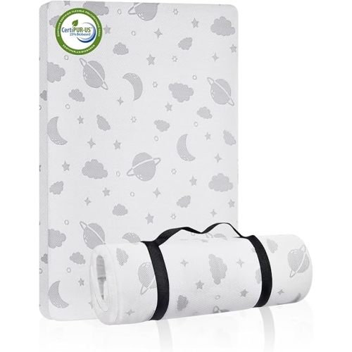 Lilian&Gema Pack and Play Mattress 38"x26", Portable Crib Mattress for Playpen, Pack N Play Mattress Topper, Soft Breathable Mini Crib Mattress with Waterproof Washable Cover for Baby Toddler