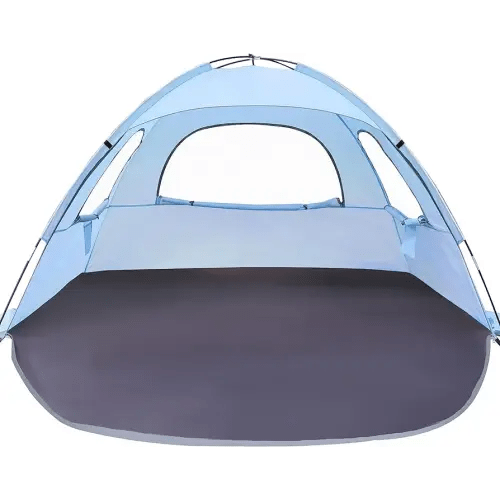WhiteFang Beach Tent Anti-UV Portable Sun Shade Shelter for 3/4/6 Person, Extendable Floor with 3 Ventilating Mesh Windows Plus Carrying Bag, Stakes and Guy Lines