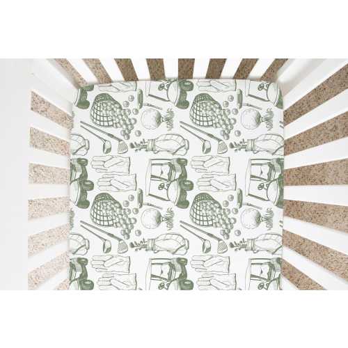 Golf Crib Sheets Boy, Mini Crib Sheet, Sage Green Baby Boy Bedding, Golf Crib Bedding, Vintage Golf Nursery Decor, Golf Nursery Bedding Boy
