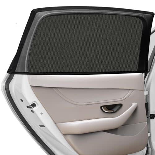 Car Rear Side Window Shade,2 Pack Stretchy Mesh Car Window Screen Sun Shade Mosquito Net Cover Fit for 96% Cars SUVs, Anti-Sun Glare, Reduce UV Rays,Privacy Protection