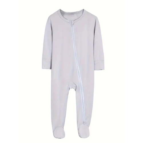 SXIMEE Bamboo Viscose Long Sleeve Pajamas For Unisex Baby, 2 Way Zipper with Mitten Cuffs, Non-Slip Sleepers, Sleep 'N Play