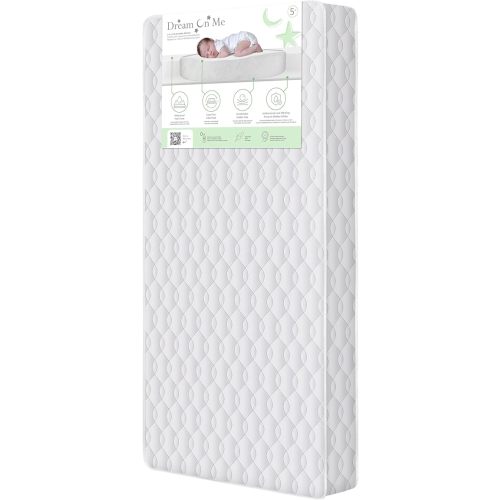 Dream On me 5" Cozy Cloud 2-in-1 Crib and Toddler Mattress, Dual-Sided - Infants & Toddlers, Breathable & Waterproof, 75% Recycled Fiber, GREENGUARD Gold & Baby Safety Alliance Certified – Taffeta