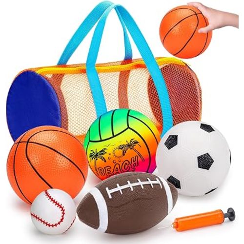 5 Pack Sports Balls for Toddlers Boy Outdoor Kids Toys with Bag & Pump