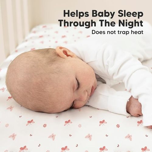 2-Pack Organic Crib Sheets for Boys, Girls - Jersey Fitted Crib Sheet, Baby Crib Sheets Neutral, Crib Mattress Sheet, Cotton Crib Sheets, Breathable Crib Sheet, Baby Mattress Sheets (Butterflies)