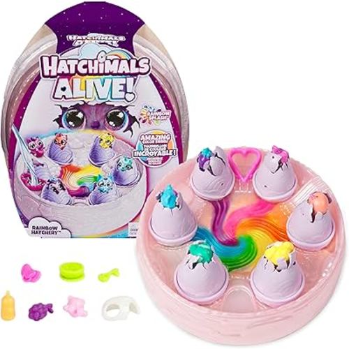 Hatchimals Alive, Rainbow Hatchery Toy with 6 Mini Figures in Color Reveal Eggs & 10+ Accessories, Kids Toys for Girls & Boys Ages 3+