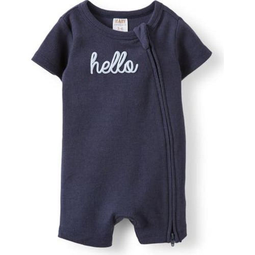 The Billie Short Sleeve Zip Romper, 0-3M