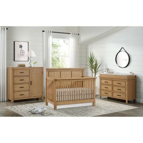 SOHO BABY Mystic 4-in-1 Convertible Crib Honey Wood