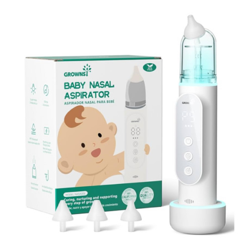 GROWNSY Nasal Aspirator for Baby, Upgraded 5 Suction Levels Baby Nose Sucker, IPX7 Waterproof Electric Nose Suction for Baby, Booger Sucker for Toddlers with Automatic Cleaning &Music &Light Functions