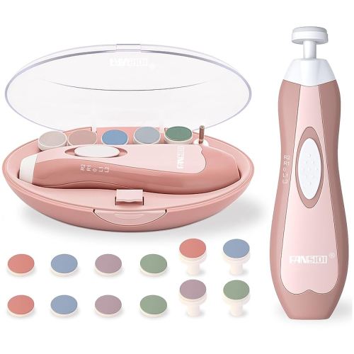 Fansidi Baby Nail Trimmer Electric – Limited Blush Petal Pink, Gentle Baby Nail File Electric| 10 Grinding Heads + 8 Replacement Pads| Quiet LED |Baby Nail Clippers for Newborn Infant Toddler