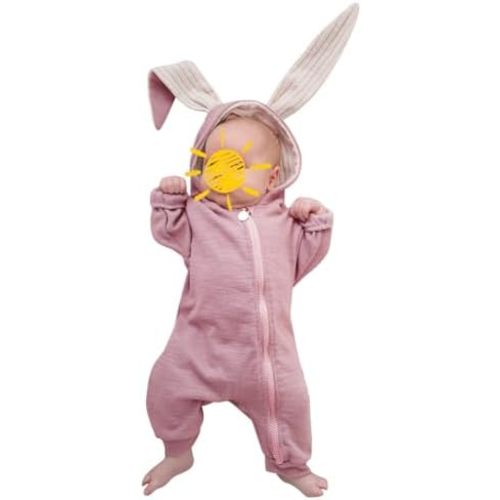 Baby Toddler Boys Clothes Unisex Cute Bunny Long Sleeves Zipper Romper