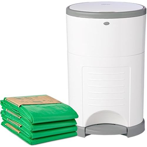 Diaper Dekor Classic Hands-Free Diaper Pail Gift Set | Just Step–Drop–Done | Doesn’t Absorb Odors | Includes 1yr of Refills | Quick Bag Change | 70% Recycled Materials | EKO White