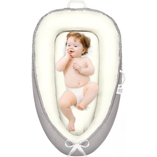 Baby Lounger - Baby Lounger for Newborn 0-24 Months, Co Sleeping Breathable & Soft Baby Nest, Portable and Lightweight Infant Lounger Newborn Babies Essentials Gifts, B-Beige