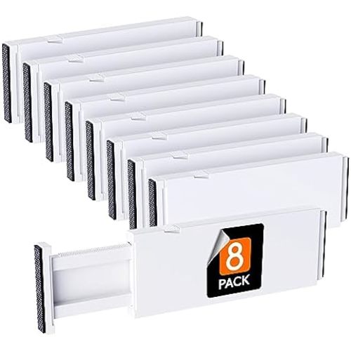 Marsui 18 Pack Clear Drawer Dividers Organizer 3.2" High Adjustable Expandable from 11-19" Plastic acrylic Drawers Separators for Dresser Organizer Bedroom Clothing Office Storage Kitchen Utensils