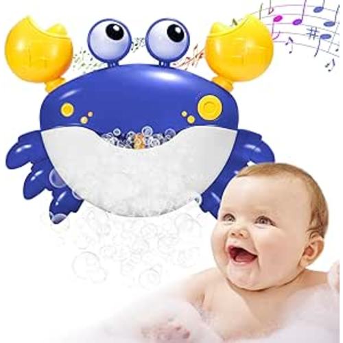 YUISTRE Crab Bubble Machine Bath Toy:Bath Bubble Maker (Blue)