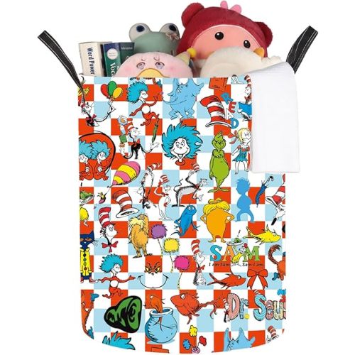 JNIAP Dr Cat Laundry Baskets Cat Hat Storage Basket Thing 1 & Thing 2 Gifts Teacher Of All Things Gifts Horton Gifts (Sues LB)