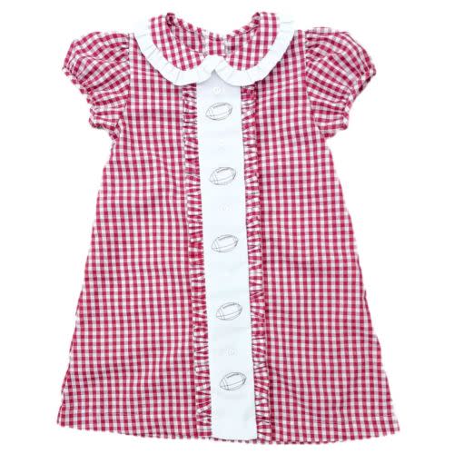 Red Gingham with Footballs Clare Dress-Game On