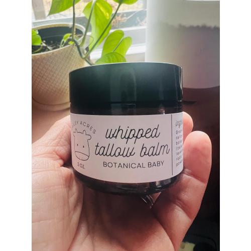Botanical Tallow Baby Balm, Grass Fed Whipped Tallow Balm, Herbal Skin Cream, Natural Body Butter, Tallow Lotion with Simple Ingredients
