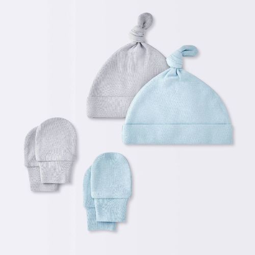 Baby Boys' Hat And Mitten Combo Bonnets - Cloud Island™ Blue 0-3m