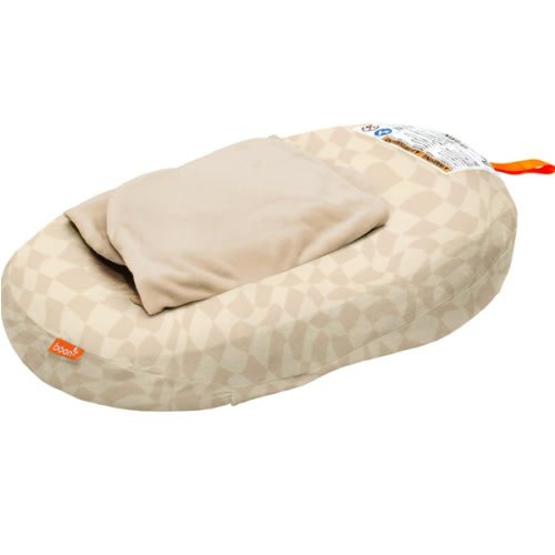 Boon Puff+ Inflatable Baby Bather - Portable Infant Bathtub Baby Bath Seat Includes Microfleece Cover, Swaddle Wings, and Storage Bag - Baby Tubs for Newborns - Portable Tub for Infants - Checker