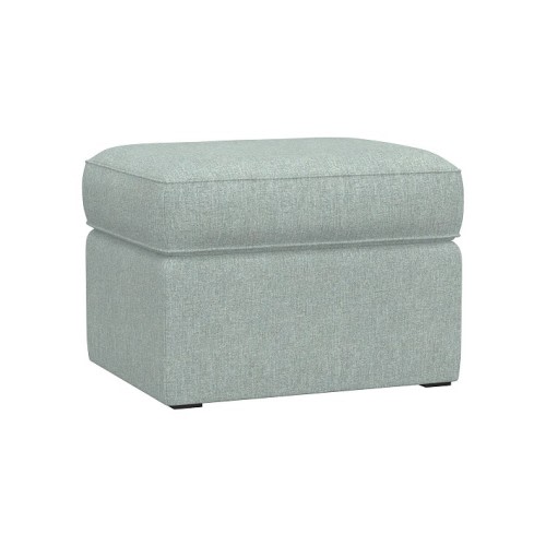 Comfort Upholstered Ottoman Performance Textured Chenille Aqua