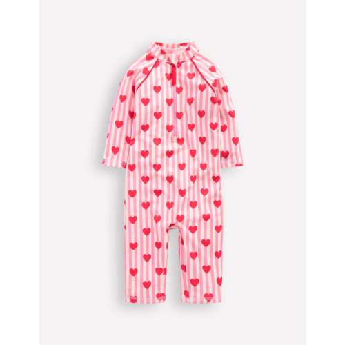 Printed Sun Safe Surfsuit-Bubblegum Pink Heart Stripe