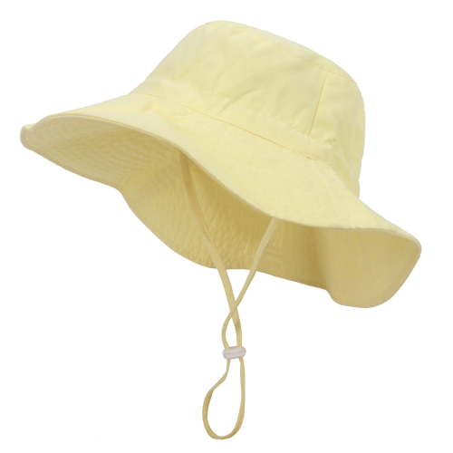 Jalioing Newborn Baby Boys Girls Sun Hat with Strap Wide Brim Cotton Bucket Hat Sun Protection Outdoor Hat