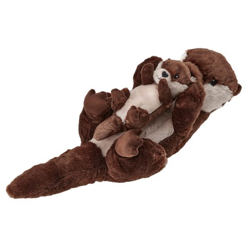 SKOGSDUVA Soft toy, set of 2 - otter with baby/brown beige 17 ¾ "