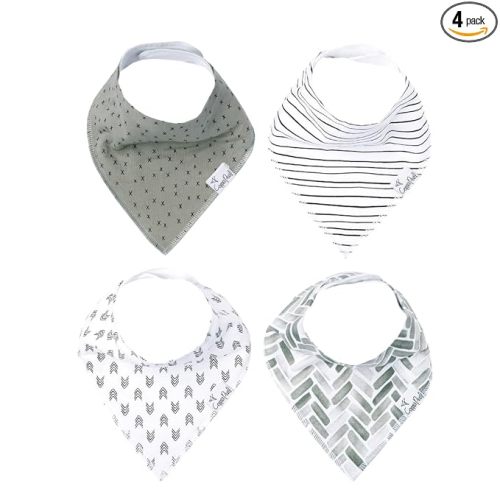Copper Pearl 4 Pack Soft Cotton Baby Bibs for Drooling and Teething, Absorbent Drool Bibs for Baby Girl and Boy, Adjustable to Fit Newborns to Toddlers, Tons of Styles (Alta Set)