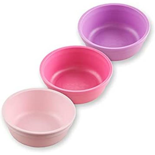 Re-Play Made in USA 12 Oz. Reusable Plastic Bowls, Pack of 3 Without Lid - Dishwasher and Microwave Safe Bowls for Snacks and Everyday Dining - Toddler Bowl Set 5.75" x 5.75" x 2", Princess
