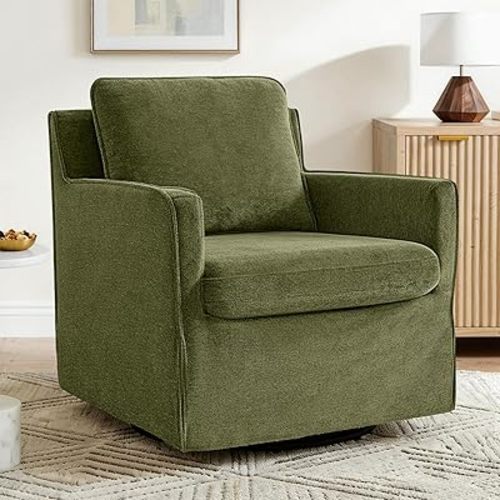 KISLOT Swivel Accent Chair Rocking Recliner 360 Degree Swivel Armchair Machine-Washable Cover for Nursery Living Room Bedroom