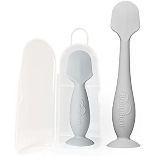 Baby Bum Brush, Original Diaper Rash Cream Applicator, Soft Flexible Silicone Brush, Unique Gift + Mini Diaper Rash Cream Applicator with Travel Case, (Gray + Gray)