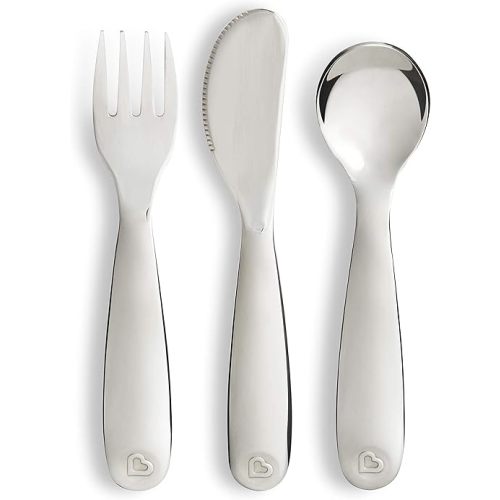 Munchkin® Polish™ Stainless Steel Toddler Fork, Knife and Spoon Utensil Set, 3 Piece