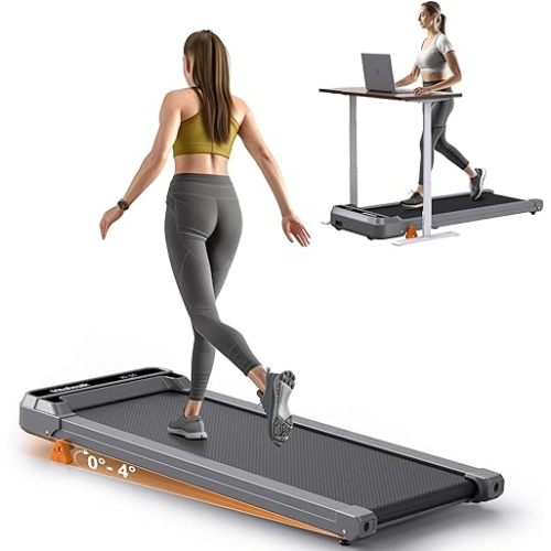 Walking Pad Treadmill with Incline 3-Levels 300 lbs Capacity Portable Under Desk Treadmill for Home Office Apartment Fitness, Mini Space-Saving Compact Design, Ultra-Quiet 2025 Upgrade