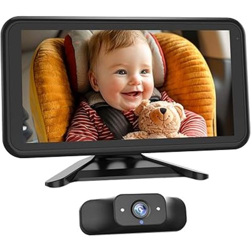 Baby Car Mirror Camera for 2 Kids with IR Night Vision, 3X Zoom Car Camera for Baby 1080P HD Images 360°Rotating Adjustable Car Seat Camera for Baby Rear Facing BV1