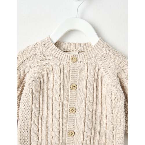 Little Bundle Essentials Knitted Cardigan, Oat Marle