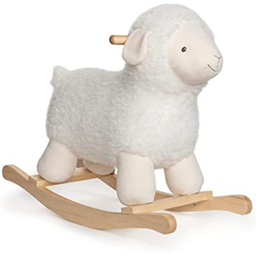 Baby GUND Lamb Rocker with Wooden Base Plush Stuffed Animal Nursery, Cream, 21.5"