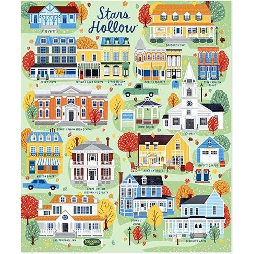 Hallmark Gilmore Girls Stars Hollow Map Blanket, 50" x 60", Mom Gift for Mother's Day