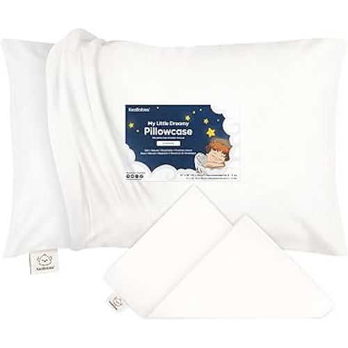 KeaBabies Toddler Pillowcase 13"x18" - Organic Cotton Toddler Pillowcase for Kids, Boys, Girls, Soft & Durable Cotton Cover for Miniature Sleepy Pillows, Cute Colors,Pillow Sold Separately(Soft White)