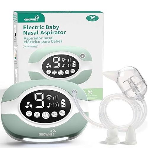 GROWNSY Electric Nose Suction for Baby, Hospital-Grade Nasal Aspirator with Night Light,Soothing Lullabies, Baby Nose Sucker with 9 Adjustable Suction Levels, Green