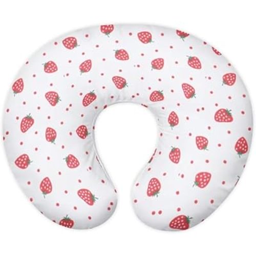 Nursing Pillow Cover Girls, Strawberry Breastfeeding Pillow Cover for Baby, Snug Fits Newborn Nursing Pillow Case, Super Soft Breathable