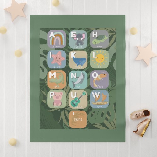 BABY HAWAIIAN ALPHABET Soft Fleece Blanket - Hawaiian Baby Gift, Baby Shower Gift, Polynesian Baby Gift, Pacific Island Baby, Baby Shower