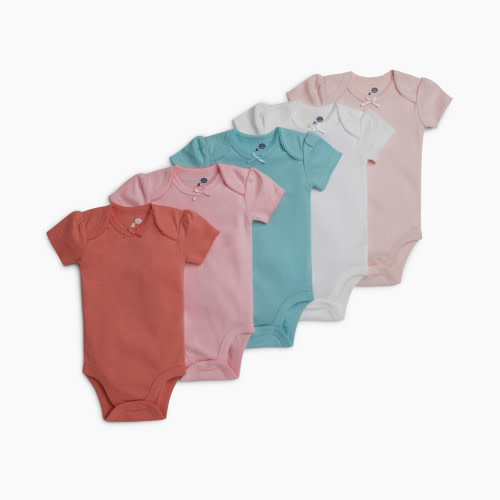 Small Story Short Sleeve Bodysuit Solid (5 Pack) - Pink Hues, 6-9 M
