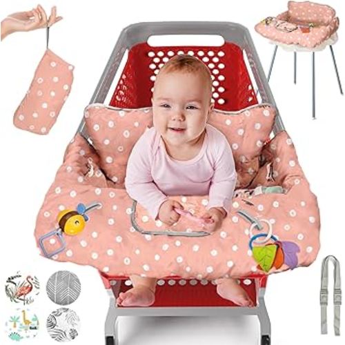 Shopping Cart Cover for Baby PILLANI, Baby Registry Items, High Chair Cover for Restaurant Seat, Grocery Cart Cover for Baby Girl and Boy, Buggy Covers for Babies, Toddler Cart Cover