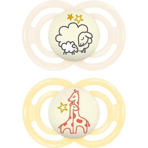 MAM Perfect Night Baby Pacifier, Patented Nipple, Glows in the Dark, 2 Pack, 6+ Months, Unisex