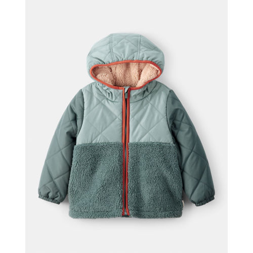 Toddler Boy Long-Sleeve Midweight Quilted Sherpa Jacket - Green - Carter's | Carter's