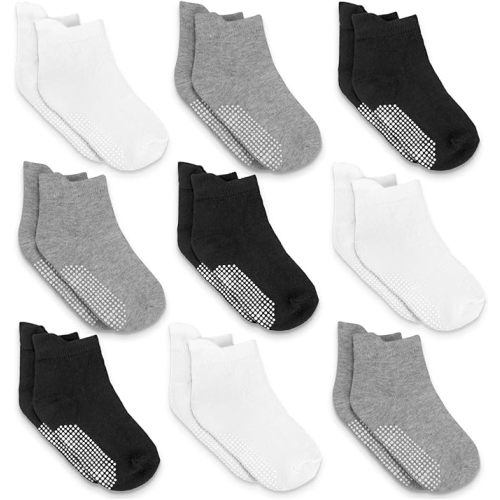 Infinno Baby Non Slip Ankle Socks 9 Pairs - Toddler Socks with Grips for Kids, Infants Boys and Girls 6-24 Months, 1T-7T