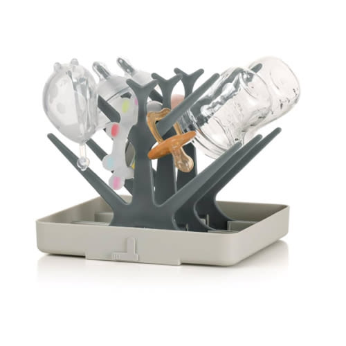 haakaa Baby Bottle Drying Rack, Space Saving Bottle Drying Tree for Bottles/Pump Parts/Pacifiers and Other Baby Essentials, Easy-Store Dryer Rack Great for Home & Travel, BPA Free (Slate Grey)