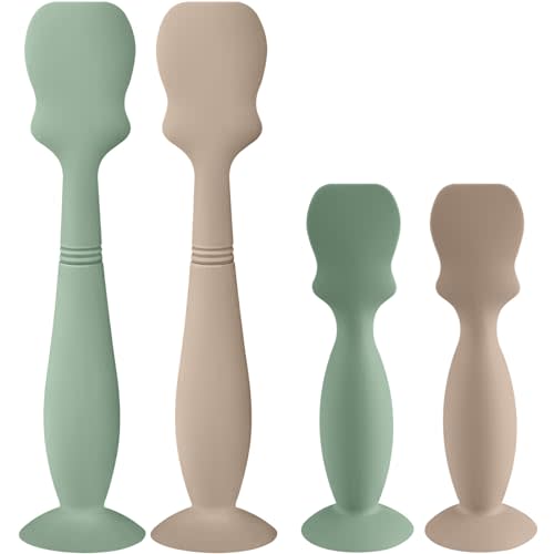 4 Pack Baby Diaper Cream Brush, Diaper Cream Spatula Applicator Silicone Baby Butt Paste Spatula for Babies, Newborn, 2 x Large Size, 2 x Small Size (2 x Natural, 2 x Sage)